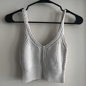 White Knit Crop Tank Top